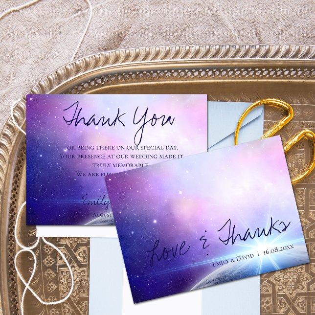 Carte De Remerciements Under The Stars Elegant Love & Thanks Mariage (Under The Stars Elegant Love & Thanks Wedding Thank You Card)