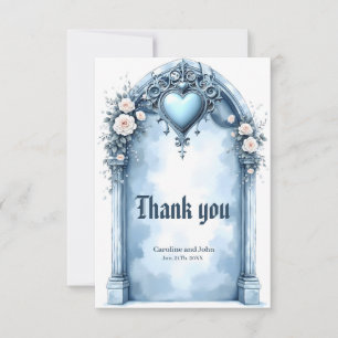 Carte De Remerciements Une arcade colorée bleu clair aux accents floraux,