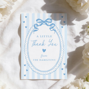 Carte De Remerciements Une Baby Shower avec un Petit Ruban Bleu Adorable