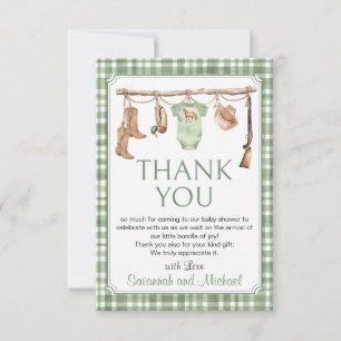 Carte De Remerciements Une Baby Shower pour un Petit Chasseur