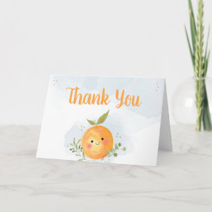 Carte De Remerciements Une Baby Shower pour un Petit Citron Mignon Orange