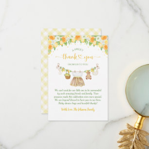 Carte De Remerciements Une Douce Petite Fête de Bébé Fleurale Citron