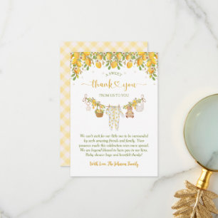 Carte De Remerciements Une Douce Petite Fête de Naissance Florale Citron