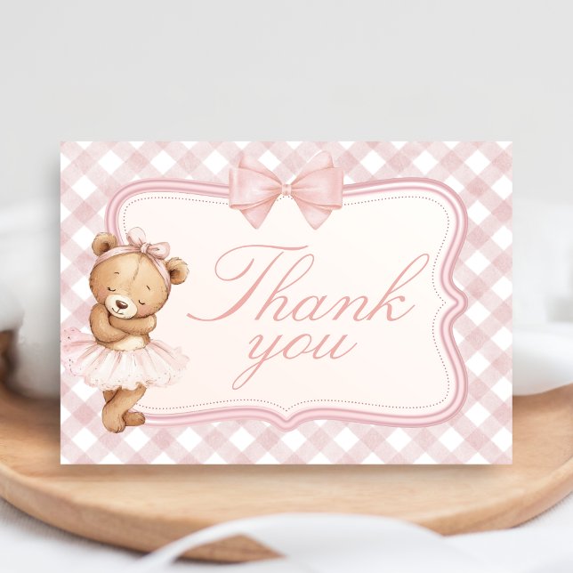 Carte De Remerciements Une élégante Baby Shower Ours à peine attendu (Pink Bear Baby Shower Thank You Card)