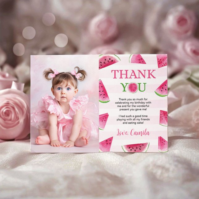 Carte De Remerciements Une Fête d'Anniversaire Pastèque Photo (Créateur téléchargé)