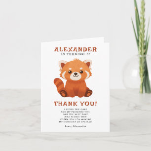 Carte De Remerciements Une fête d'anniversaire pour un petit panda roux 3