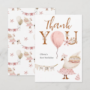 Carte De Remerciements Une fille vintage boho One Silly Goose 1er anniver