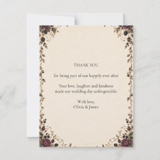 Carte De Remerciements Une fois sur un mariage de rose plumée de minuit M