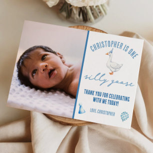 Carte De Remerciements Une oie idiote, fête d'anniversaire pour son premi