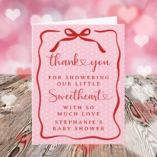Carte De Remerciements Une petite chère Fille Arc Rose Rouge Baby Shower