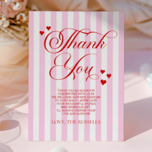 Carte De Remerciements Une petite copine coeurs roses rouges Baby Shower