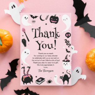 Carte De Remerciements Une petite Halloween de bébé fille de douche
