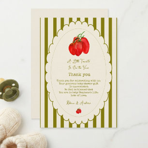 Carte De Remerciements Une petite tomate est sur la vigne Baby Shower
