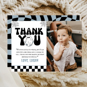 Carte De Remerciements Une photo de fête du premier anniversaire d'un gar
