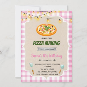Carte De Remerciements Une pizza de fille à l'invitation de la fête