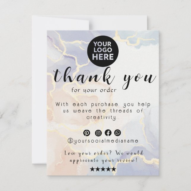 Carte De Remerciements Une touche de lavande : Grateful for Your Boutique (Devant)