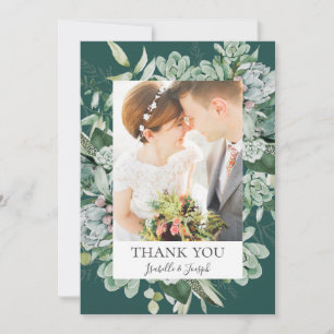 Carte De Remerciements Une verdure succulente   Photo à plat vert foncé