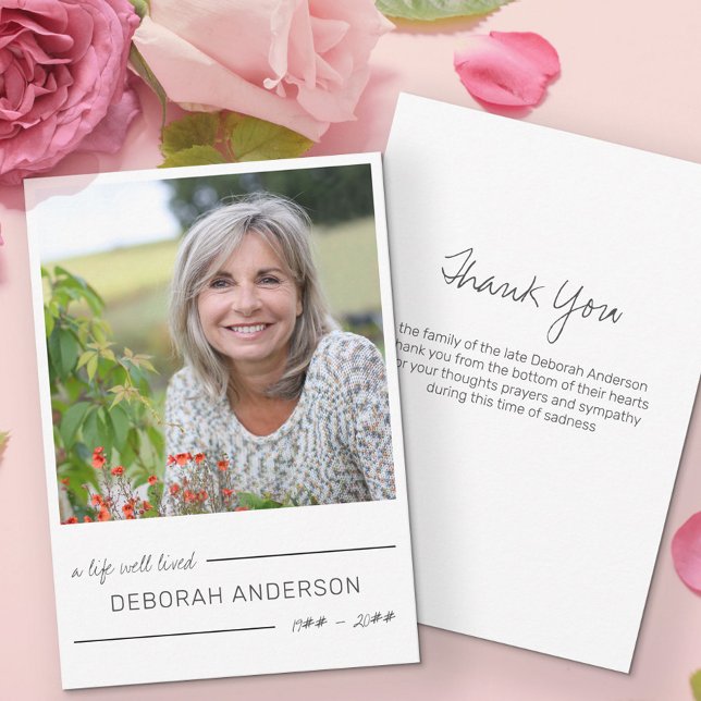 Carte De Remerciements Une vie bien vécue Lettres Décontractées Photo (Créateur téléchargé)