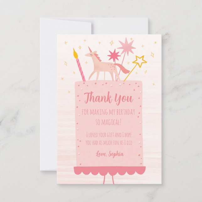 Carte De Remerciements Unicorn Birthday Flat (Devant)