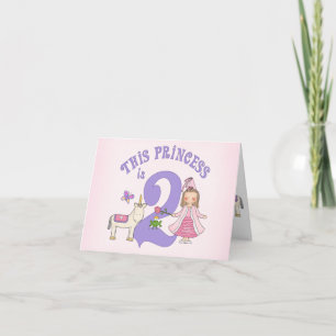 Carte De Remerciements Unicorn Princesse 2e anniversaire Renouvellement d