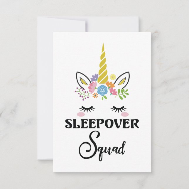 Carte De Remerciements Unicorn Sleepover Squad Birthday Slumber Party (Devant)