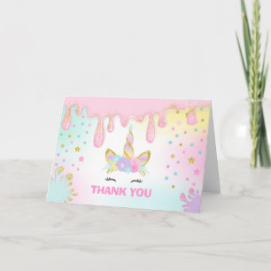 Carte De Remerciements Unicorn Slime Thank You Card Unicorn Slime Party
