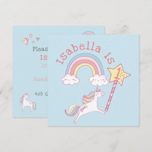 Carte De Remerciements Unicorne colorée personnalisable Baguette magique 