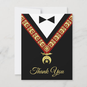 Carte De Remerciements Unique Black Tuxedo Gold et Red Shriner Jewel