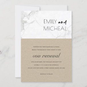 CARTE DE REMERCIEMENTS URBAN CHIC RUSTIC KRAFT MARBLE VOW RENOWAL INVITAT
