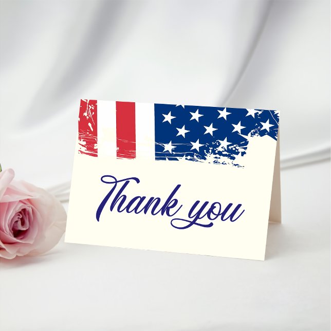 Carte De Remerciements USA Aquarelle Drapeau américain Militaire Patrioti (Créateur téléchargé)