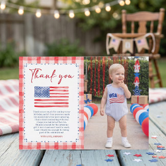 Carte De Remerciements USA Independence Day Birthday Photo Thank You Card