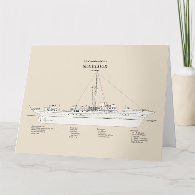 Carte De Remerciements USCG Cutter Sea Cloud wpg-284 - SBD (Devant)