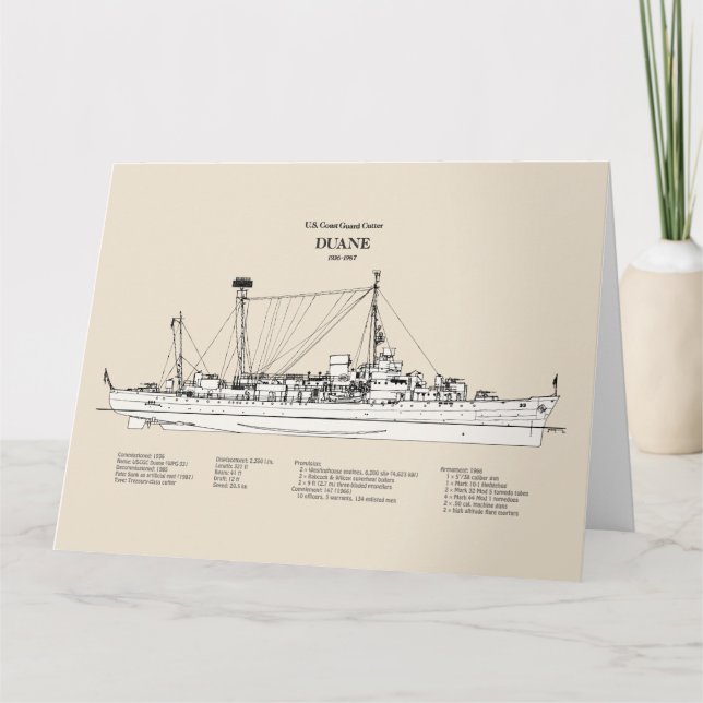 Carte De Remerciements USCGC Duane wpg-33 - SBD (Devant)