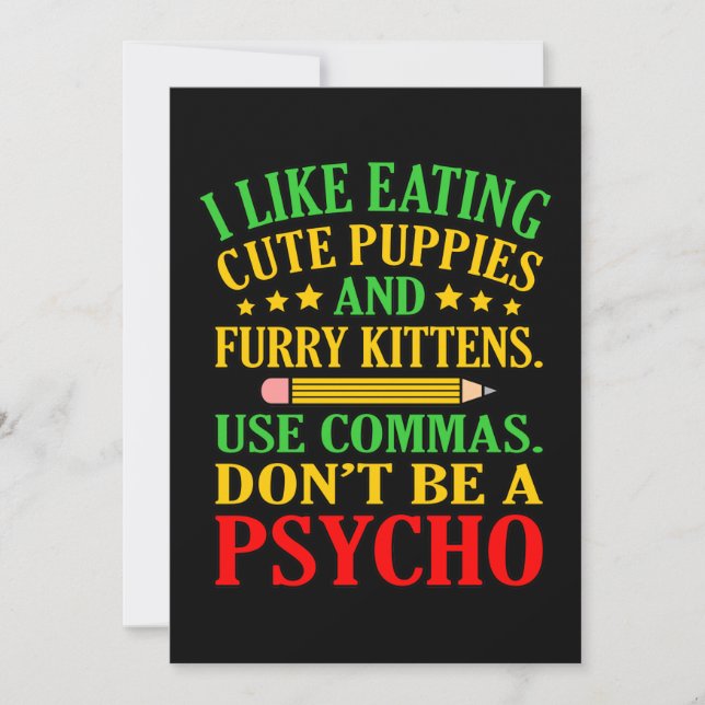 Carte De Remerciements Use Commas English Language Teacher Teach Student (Devant)