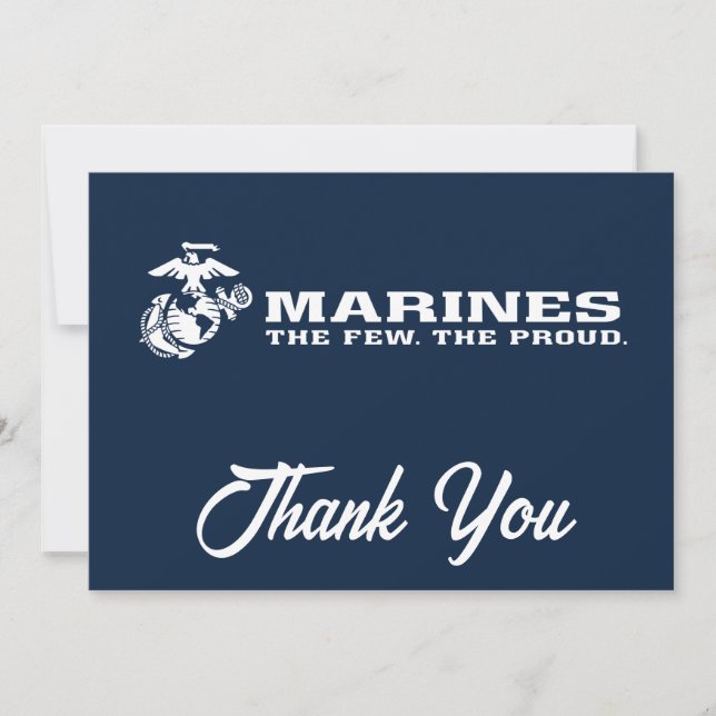 Carte De Remerciements USMC Les rares Logo Fiers - Blanc (Devant)