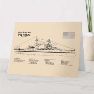 Carte De Remerciements USS Arizona - Plan directeur des navires SD