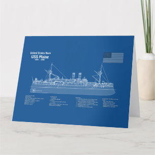 Carte De Remerciements USS Maine - Plan de plan des navires ABD