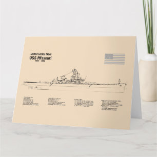 Carte De Remerciements USS Missouri - Plan directeur des navires SD