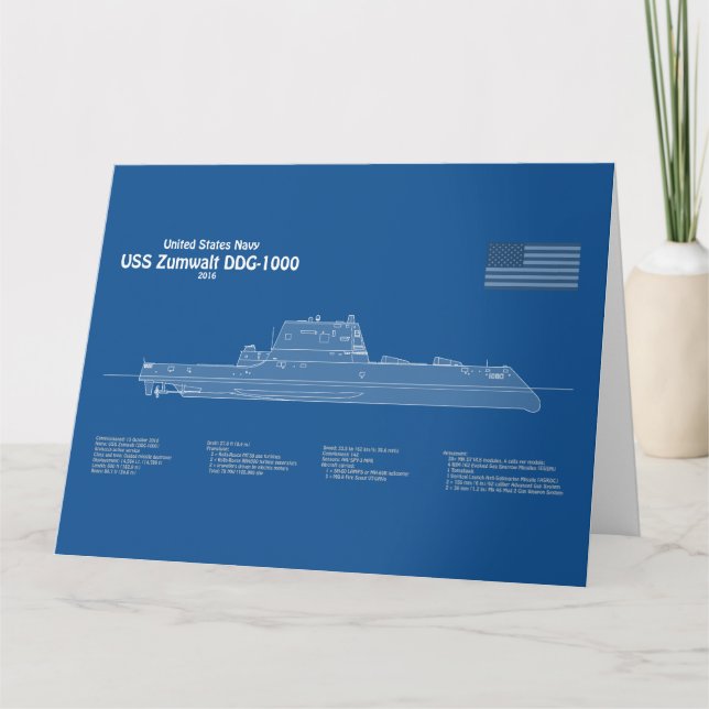 Carte De Remerciements USS Zumwalt - Plan directeur des navires ABD (Devant)