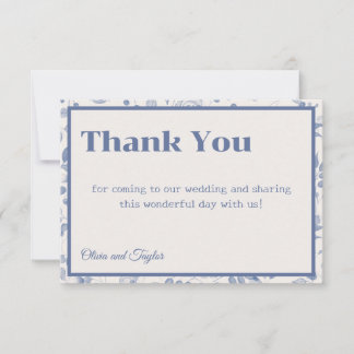 Carte De Remerciements usty Blue Watercolor Floral Wedding