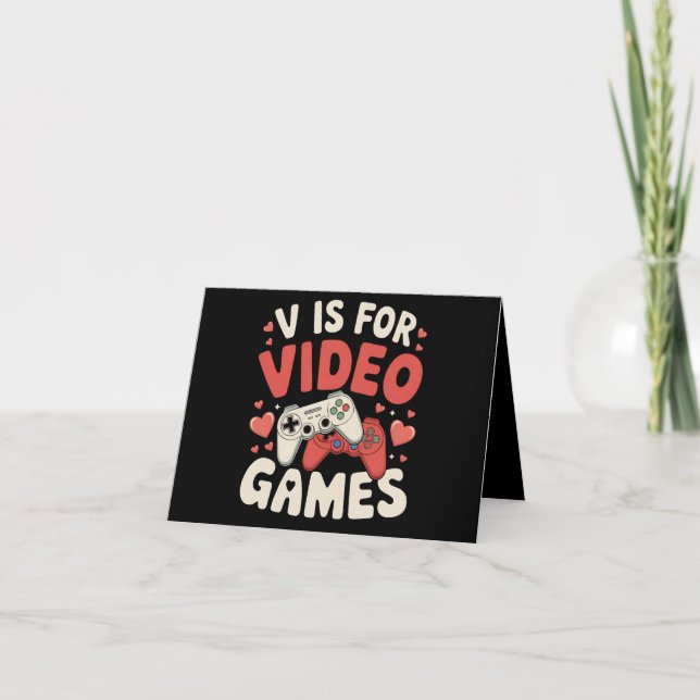 Carte De Remerciements V Est Pour Jeux Vidéos Funny Valentines Joueur de  (Devant)