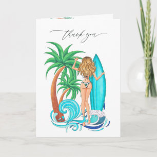 Carte De Remerciements Vacances d'été à la plage de surf