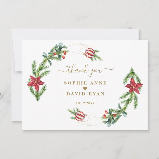 Carte De Remerciements Vacances d'hiver Pine Cônes Christmas Balls Mariag (Devant)