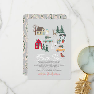 Carte De Remerciements Vacances Ville/Village Baby shower gris