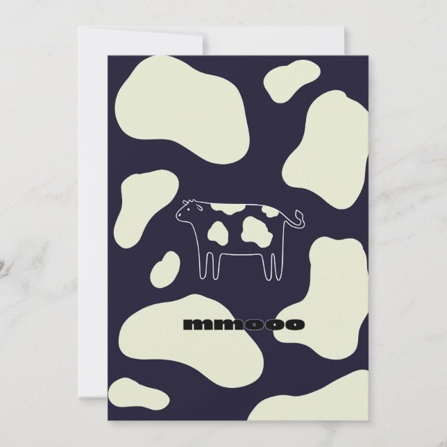 Carte De Remerciements Vache noir et blanc (Devant)
