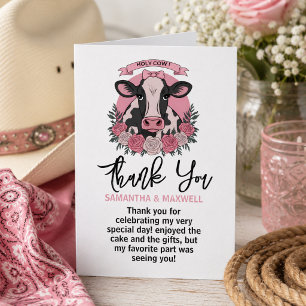 Carte De Remerciements Vache Sacrée Je Suis Une Cowgirl Fête du 1er Anniv