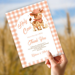 Carte De Remerciements Vache Sainte Nous Avons Un Bébé Plaid Rustique aux