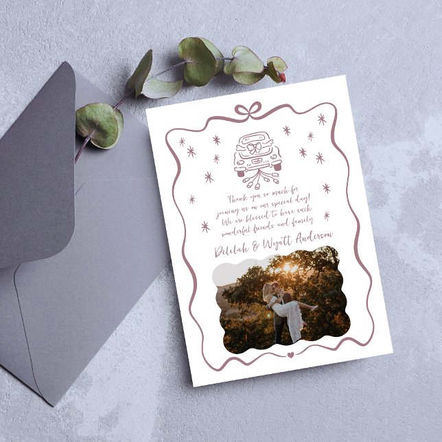 Carte De Remerciements Vaches lunaires | Doodle à main | (Créateur téléchargé)