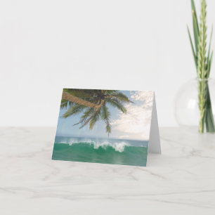 Carte De Remerciements Vague d'océan tropical et cocotier