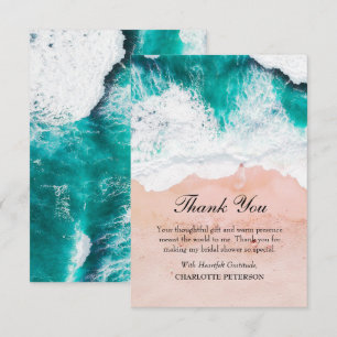 Carte De Remerciements Vagues de la mer bleue Thème de la plage Fête de m